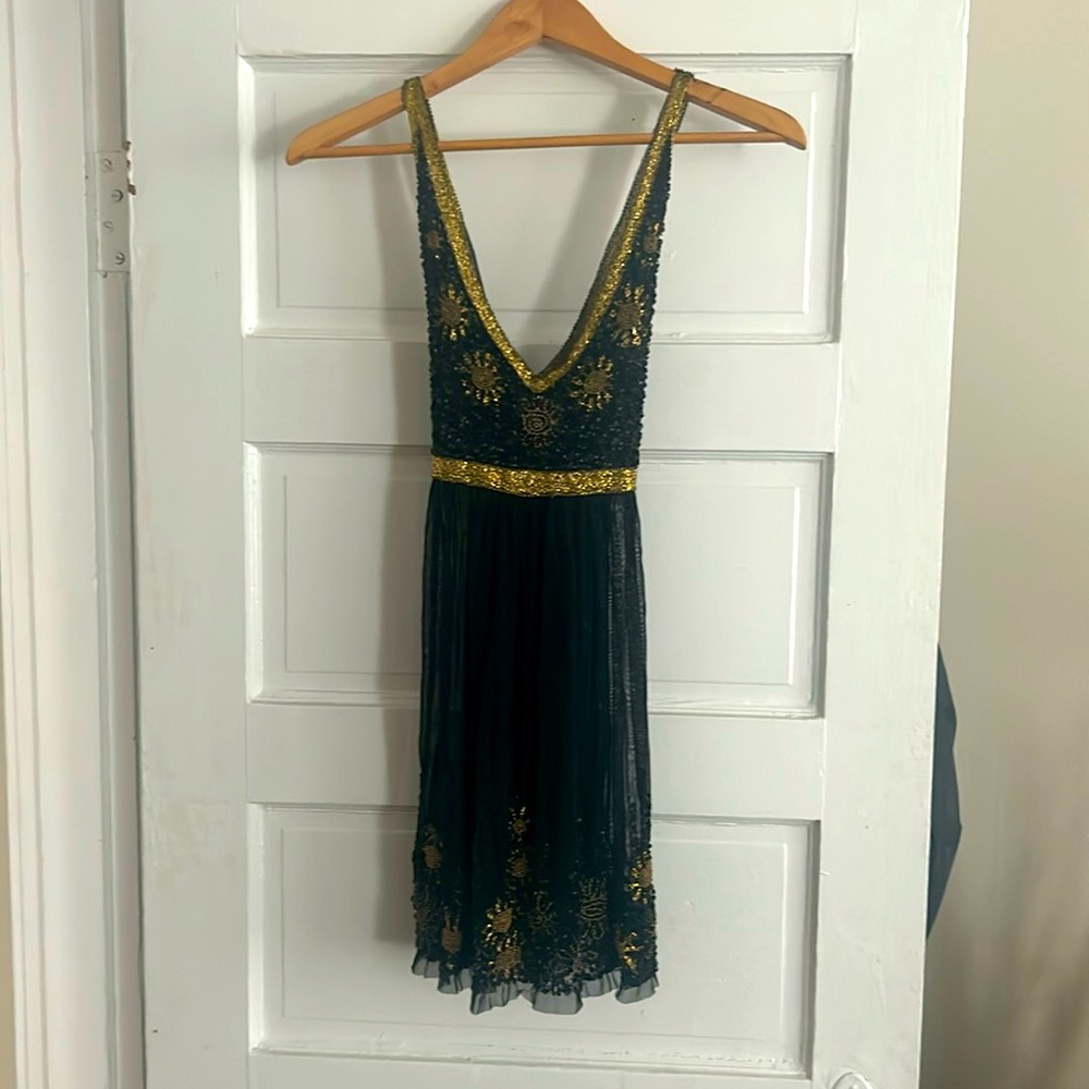 Size 2 Beautiful black beaded dress Topshop designer flagship boutique in London